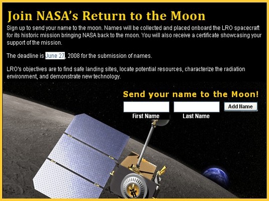 Envía tu nombre y apellidos a la superficie lunar.